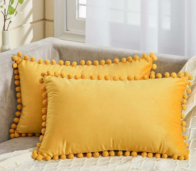 Housse Coussin 30x50 cm Jaune Moutarde Decoration Salon Maison Scandinave Lot de 2 Protege Oreiller Velours Doux Double Face Rectangulaire à Couleur U