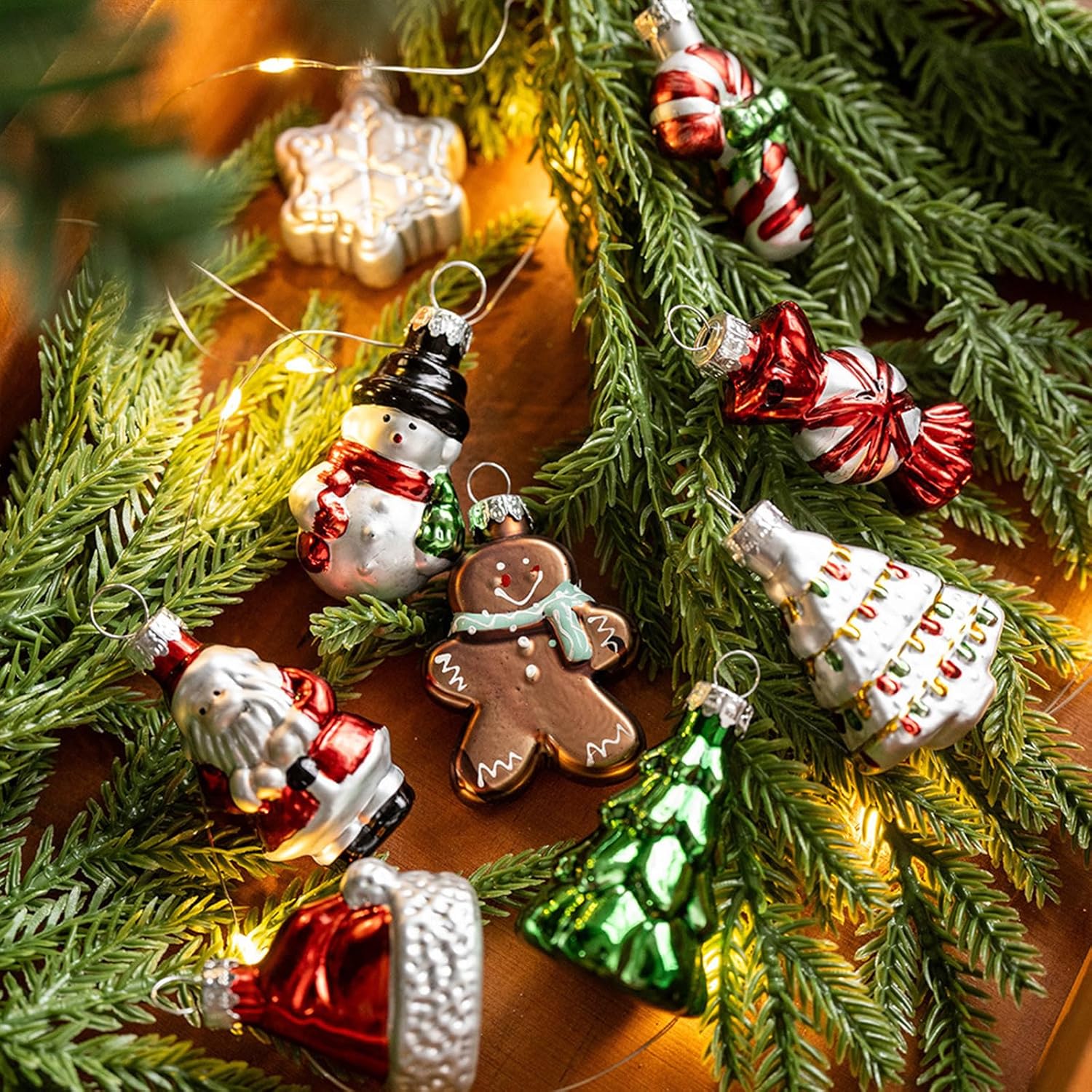 Décorations de Noël - Ensemble 9 pièces - Décorations de Noël en verre - Décorations aux couleurs vives - 3
