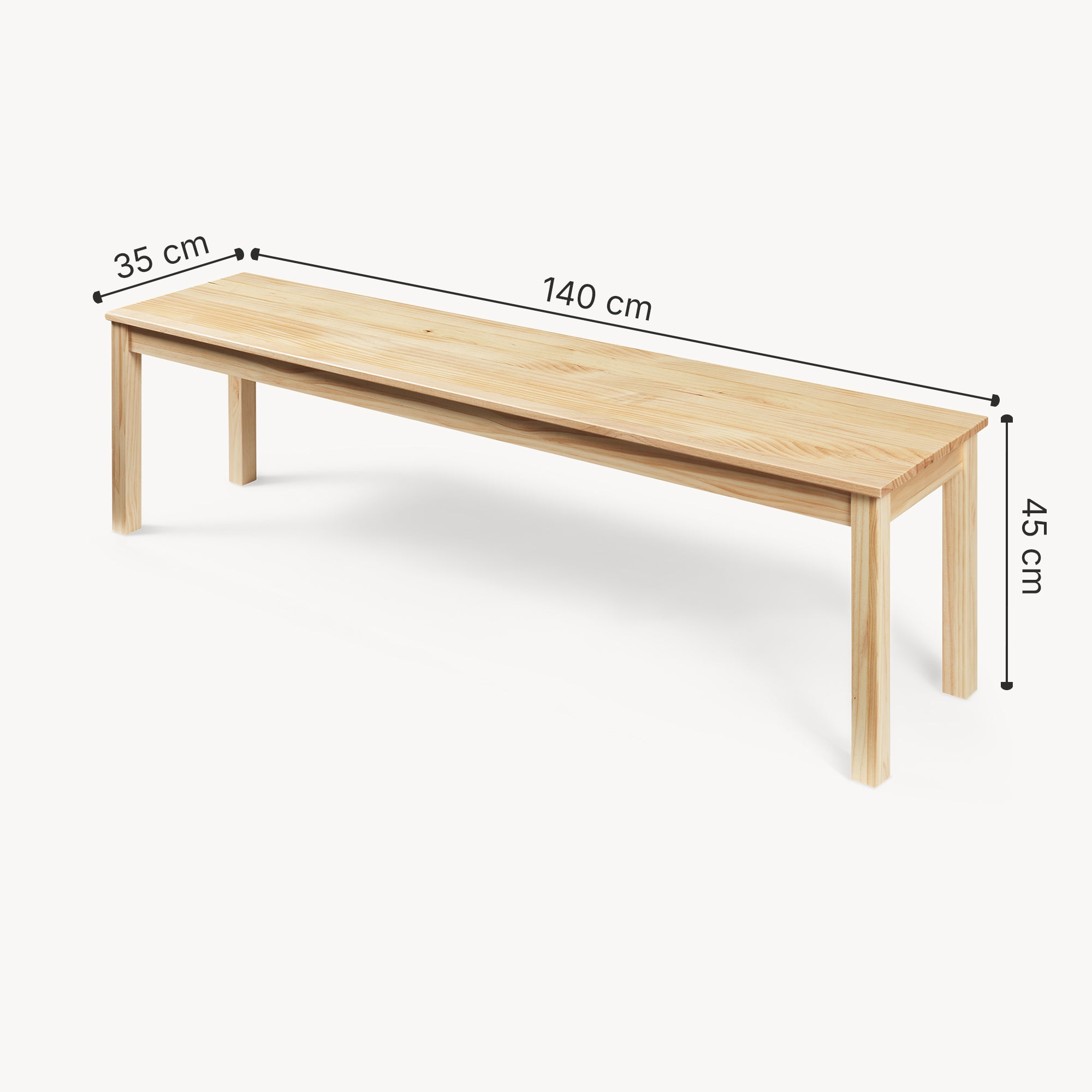 Banc de salle à manger Trerunulu 140 x 35 x 45 cm naturel [en.casa] - 3