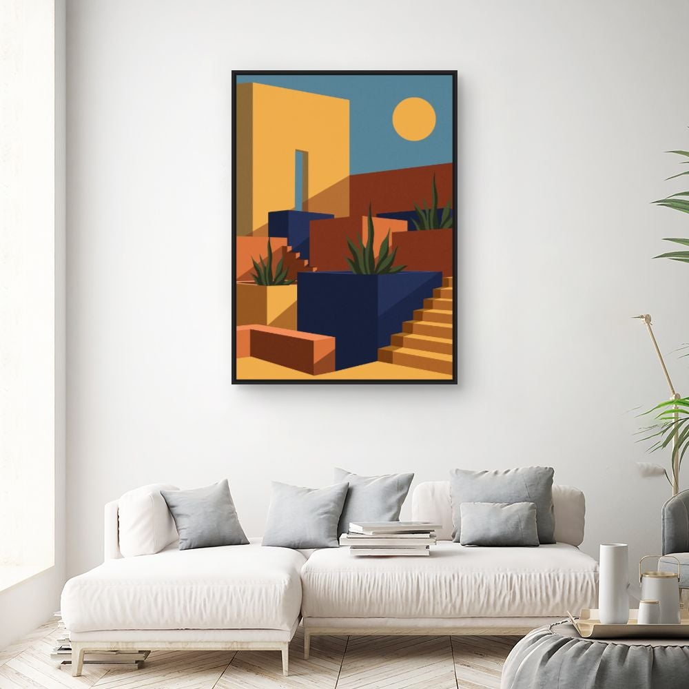 Toile encadrée Évasion méditerranéenne / 100x140cm / Cadre Noir / Fabriqué en France / Déco murale / DADA ART - 2