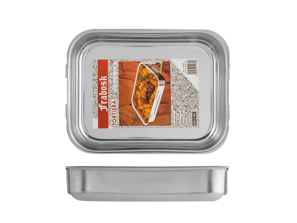 Plat De Cuisson Inox Rectangulaire Avec Couvercle - 41x24.5cm Pour Grill Poisson Légumes - 8