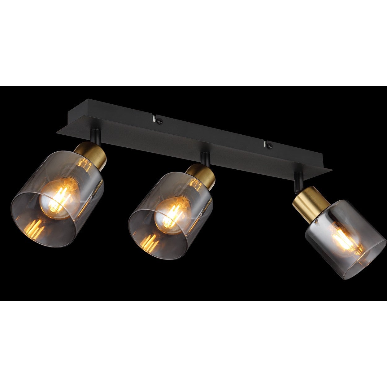 Faretto da soffitto con paralume in vetro fumé nero opaco, 3x E14 - 5