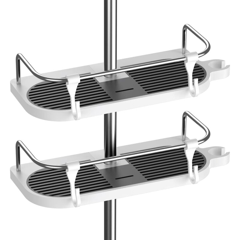 Zestaw 2 półek prysznicowych bez wiercenia do drążków prysznicowych – Organizer łazienkowy, pasuje do drążków o średnicy od 19 mm do 25 mm