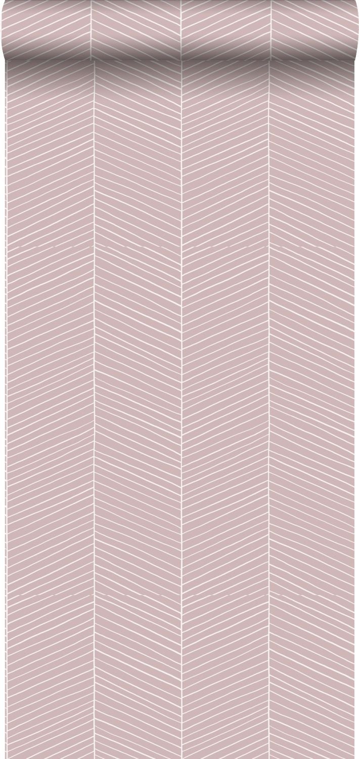 Tapeta motyw jodełki różowym - 53 cm x 10.05 m - WALLS4YOU