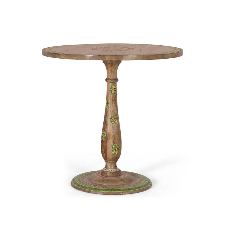 Table à manger ronde en bois manguier peinte à la main