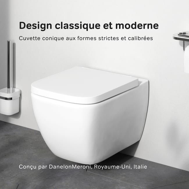 WC Toilette suspendu FlashClean Gem sans rebord avec couvercle de