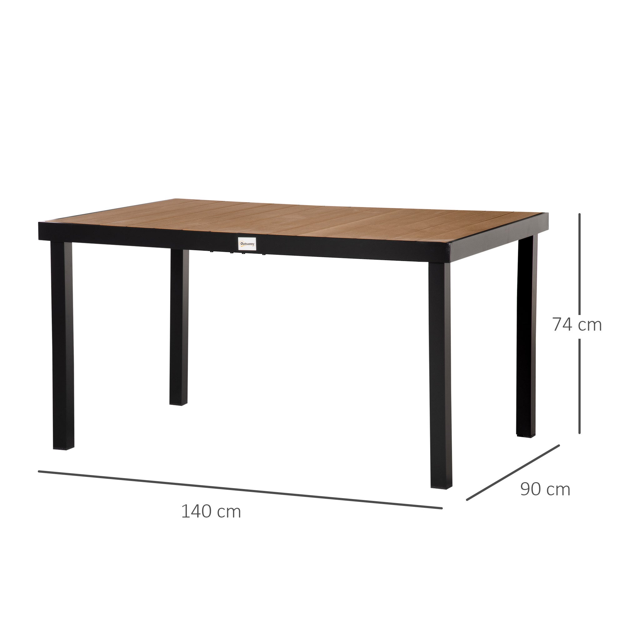 Table de jardin pour 6 personnes, table à manger, table en aluminium, mobilier de jardin, plastique facile d'entretien, 140 x 90 x 74 cm - 5