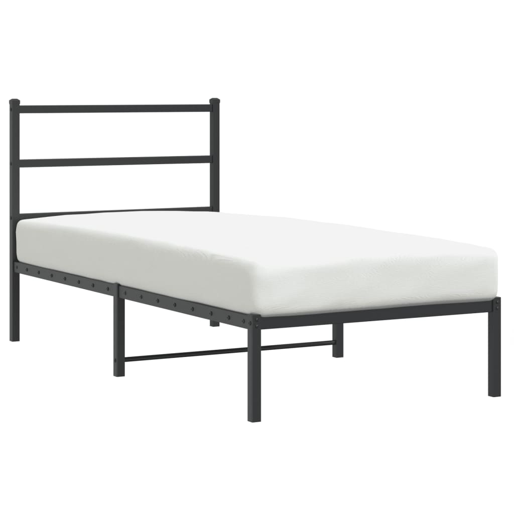 Łóżko Metalowe Czarne Rama Łóżka Ze Stelażem Do Pokoju Sypialni 90x190 cm