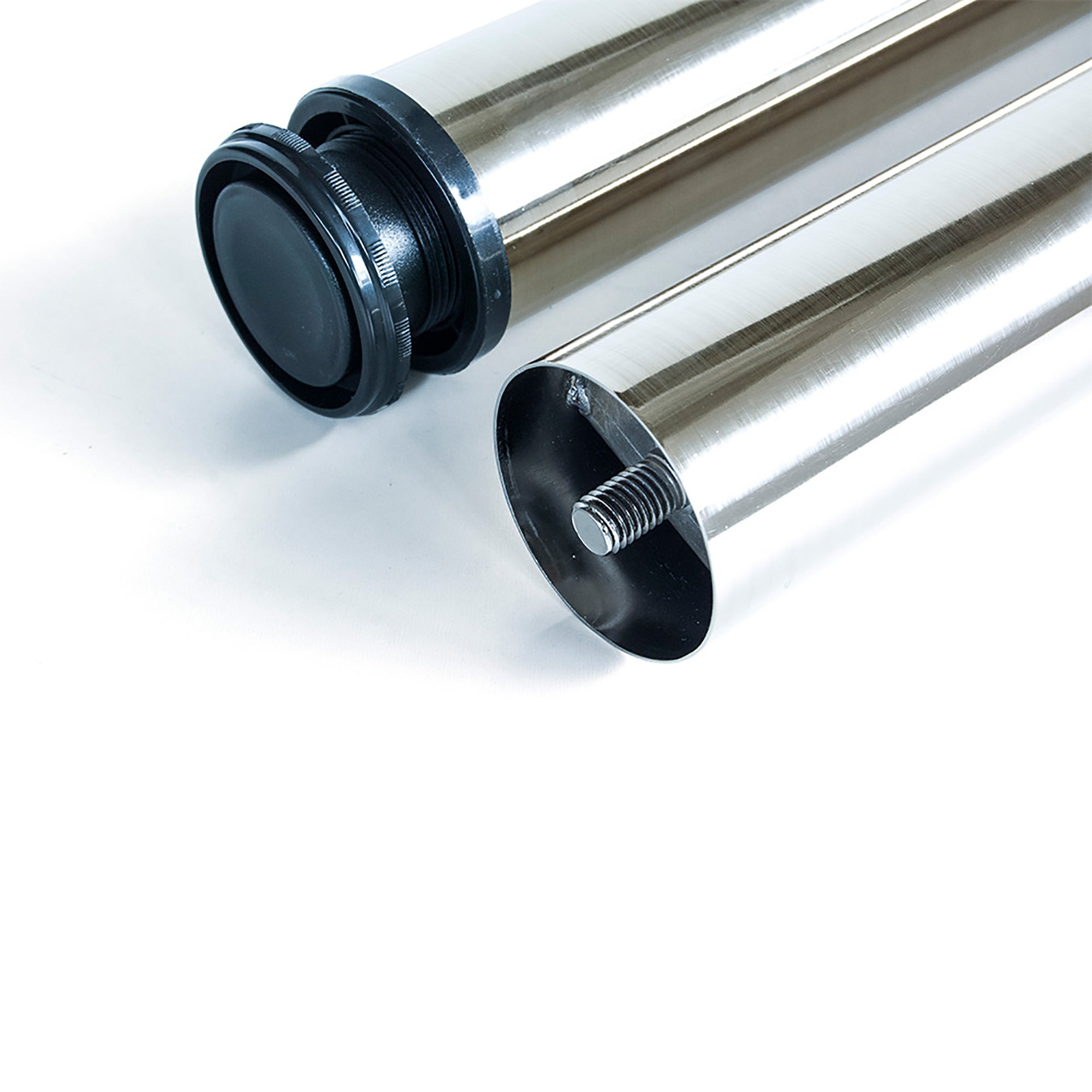 Emuca Lot de 4 pieds de table, diamètre 60mm, H 830mm, Acier, Nickel satiné - 2