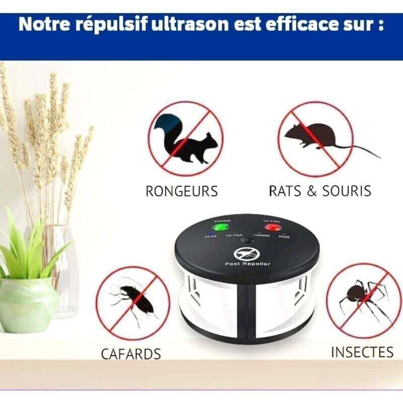 Repelent cu ultrasunete Enowelir 360° pentru rozătoare, șoareci, gândaci de bucătărie și insecte, acoperire puternică de 550 m², ecologic