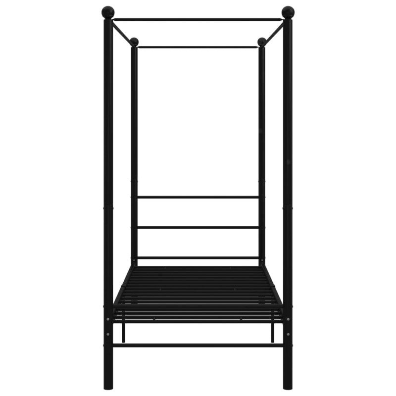 Cadre de lit à baldaquin sans matelas noir métal 100x200 cm - 4