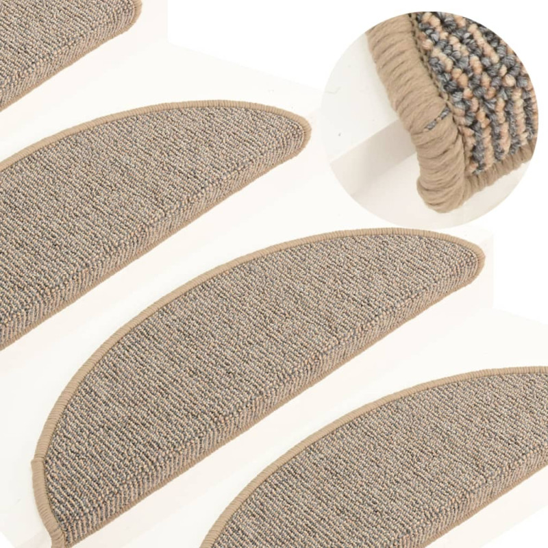 Vidaxl alfombras de peldaños de escalera 15 uds marrón 56x17x3 cm