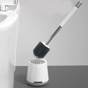Scopino per WC in silicone 2 in 1 con manico lungo e base trasparente Design anti-scarico per una facile pulizia Accessori per la casa  15
