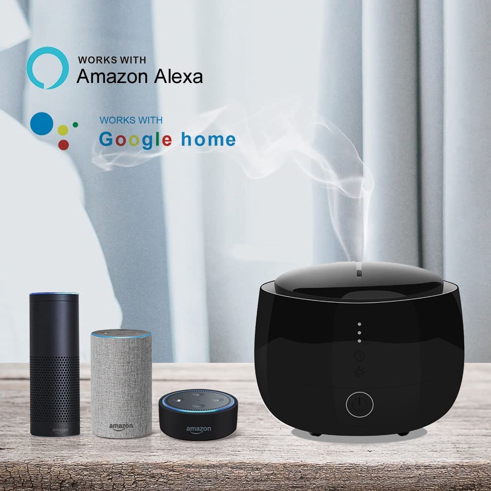 Humidificador de ar e difusor de aroma – compatível com Alexa App and Voice Control for , Large Room – 300ml, preto - 2