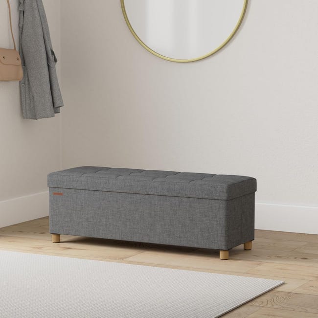 SONGMICS Pouf Contenitore, Cassapanca Pieghevole, 38 x 110 x 40 cm, Sgabello Poggiapiedi, 112 L, Superficie in Velluto, per Camera da Letto Soggiorno, Grigio Ardesia LSF0518G02 SONGMICS Pouf Contenitore, Cassapanca Pieghevole, 38 x 110 x 40 cm, Sgabello Poggiapiedi, 112 L, Superficie in Velluto, per Camera da Letto Soggiorno, Grigio Ardesia LSF0518G02
