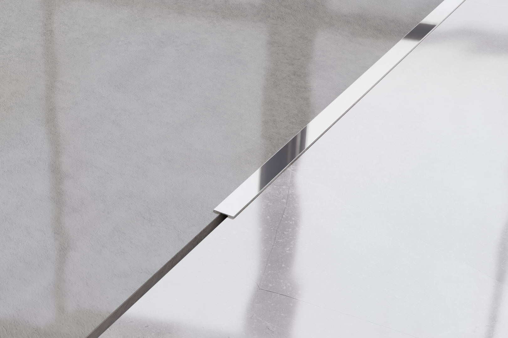Bande Murale Décorative en Acier Inoxydable Argent Poli - 1 cm X 244 cm - 2