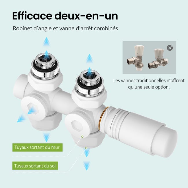 Kit Di Collegamento Per Radiatore, Rubinetto Manuale, Staffa Gomito Di Regolazione Spurgatore Rubinetto Di Scarico 15 X 21 (1/2), Noce E Tiebaul - Foto 5