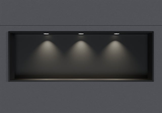 Bernstein Półka wnękowa 90x30 nierdzewna czarna - 3x LED oprawka chrom