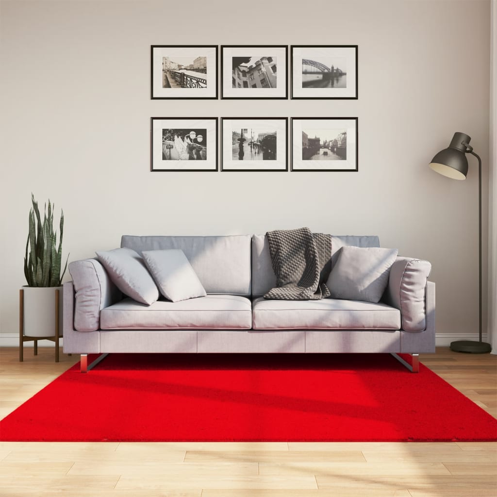 Dywan HUARTE z krótkim włosiem, czerwony, 160x160 cm vidaXL