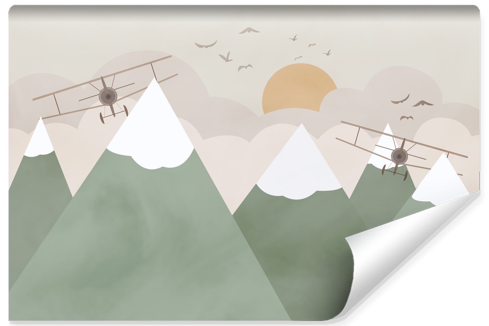 Papel pintado vlieseline foto montañas aviones nubes para habitación infantil 405cm x 270cm