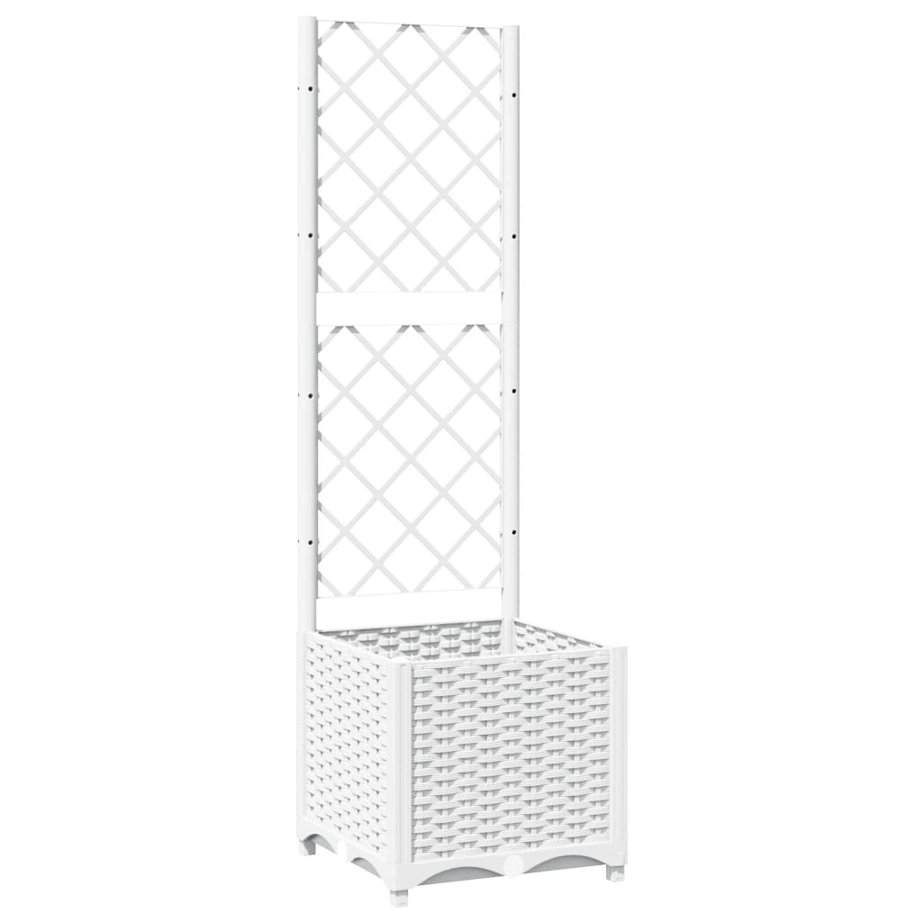 Maison Exclusive - Vaso/floreira jardim c/ treliça 40x40x136 cm PP branco - 2