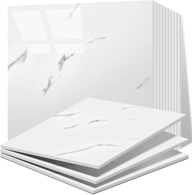 20 Pièces Carreaux Adhesif Cuisine, Carrelages en Marbre Auto-Adhésifs de 30 x 30 cm pour mur, Carrelages Adhésifs Pour Cuisine, Salle de Bains Salon