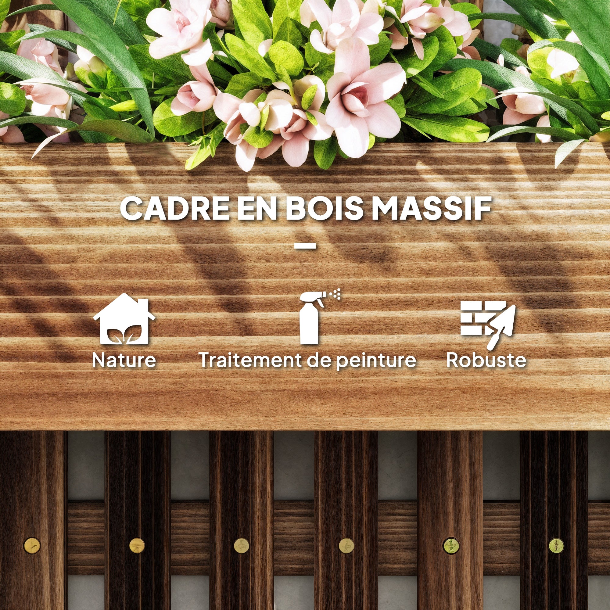 Jardinière murale en bois de sapin avec 3 bacs amovibles - 8