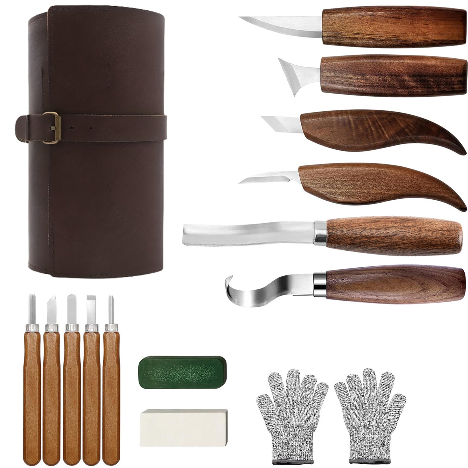 Kit Sculpture Bois 26 Pièces - Outils De Gravure Complet Avec Couteaux, Gants Anti-Coupure & Bois De Tilleul Pour Débutants Et Pros