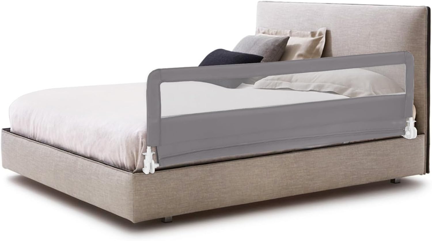Sponda Letto Pieghevole Regolabile In Altezza 72-86 Cm - Protezione Caduta Per Materassi 5-20 Cm - 2 X 200 Cm E 1 X 180 Cm - Grigio
