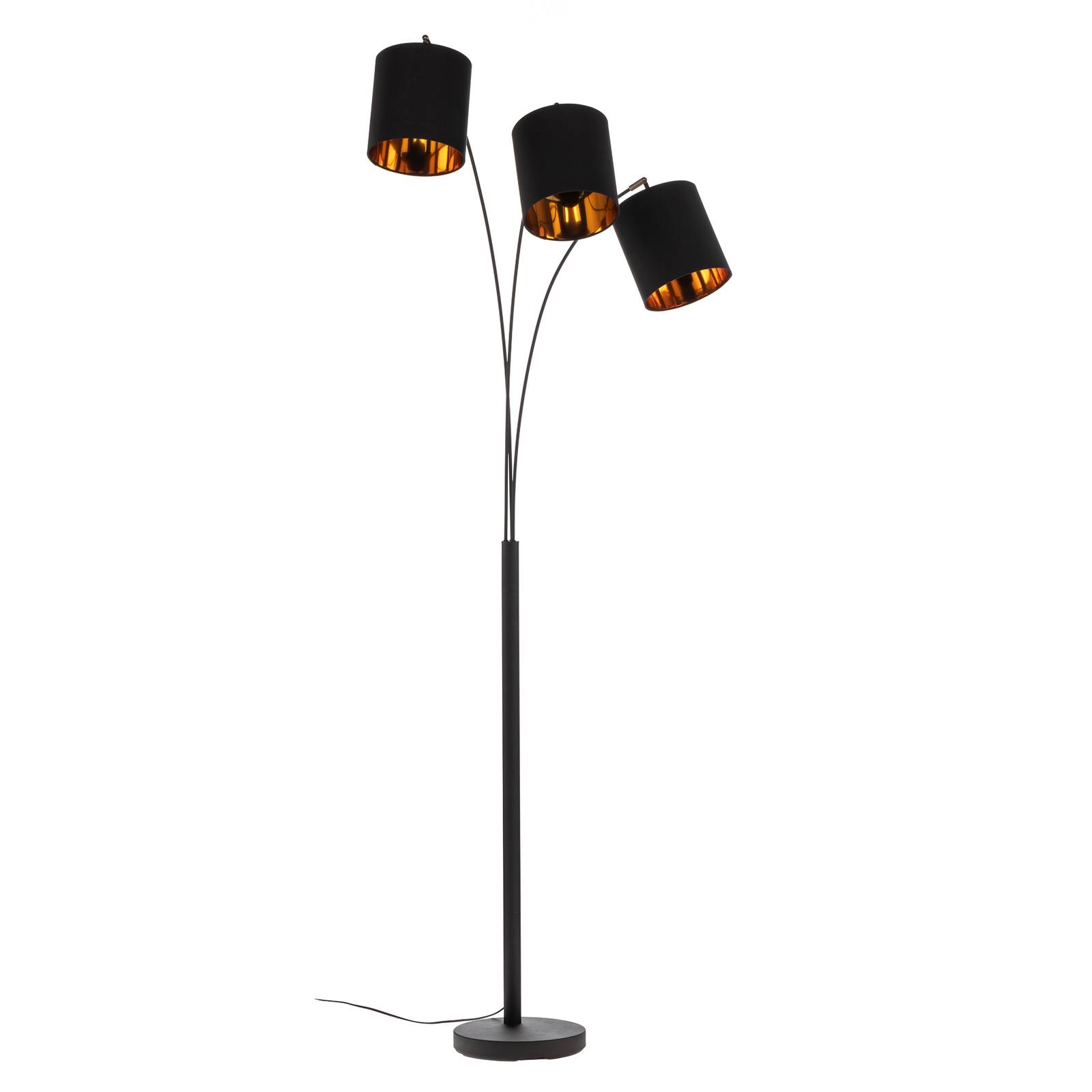 Lindby lampe sur pied Nanika, noir/or, 202 cm, E27, 3 lampes ...