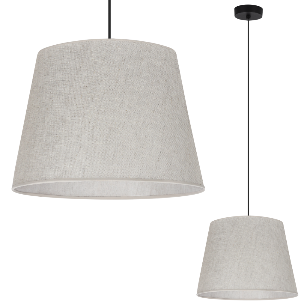 Lampa sufitowa wisząca Len L01 czarna boho 1xE27 abażur stożek 38cm jasny beż Light Home LH