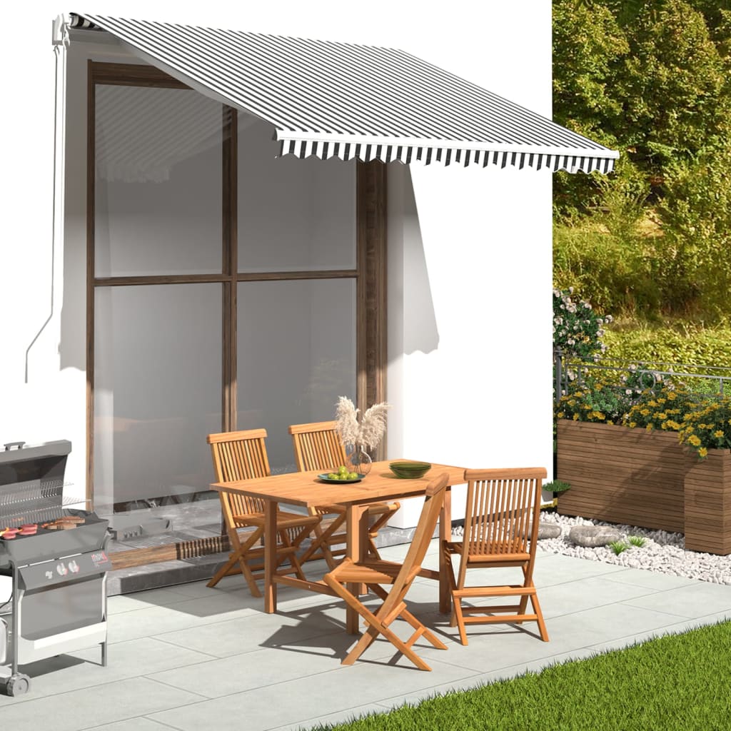vidaXL Tessuto di Ricambio per Tenda da Sole Antracite e Bianco 300x250 cm Poliestere - 2