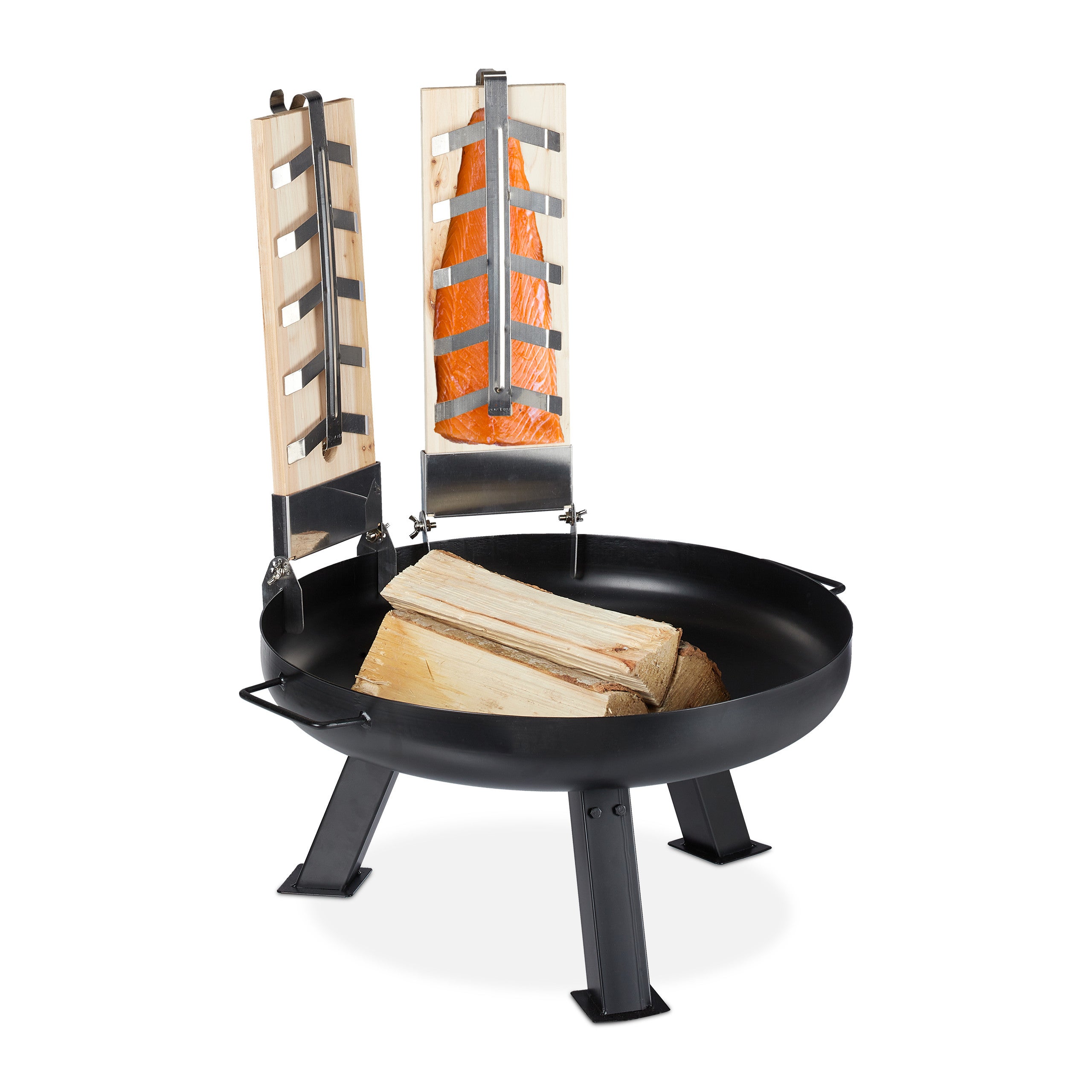 Set Doppio Braciere Per Salmone Affumicato - Tavolette In Cedro Con Supporto Acciaio Per Griglia - Foto 9