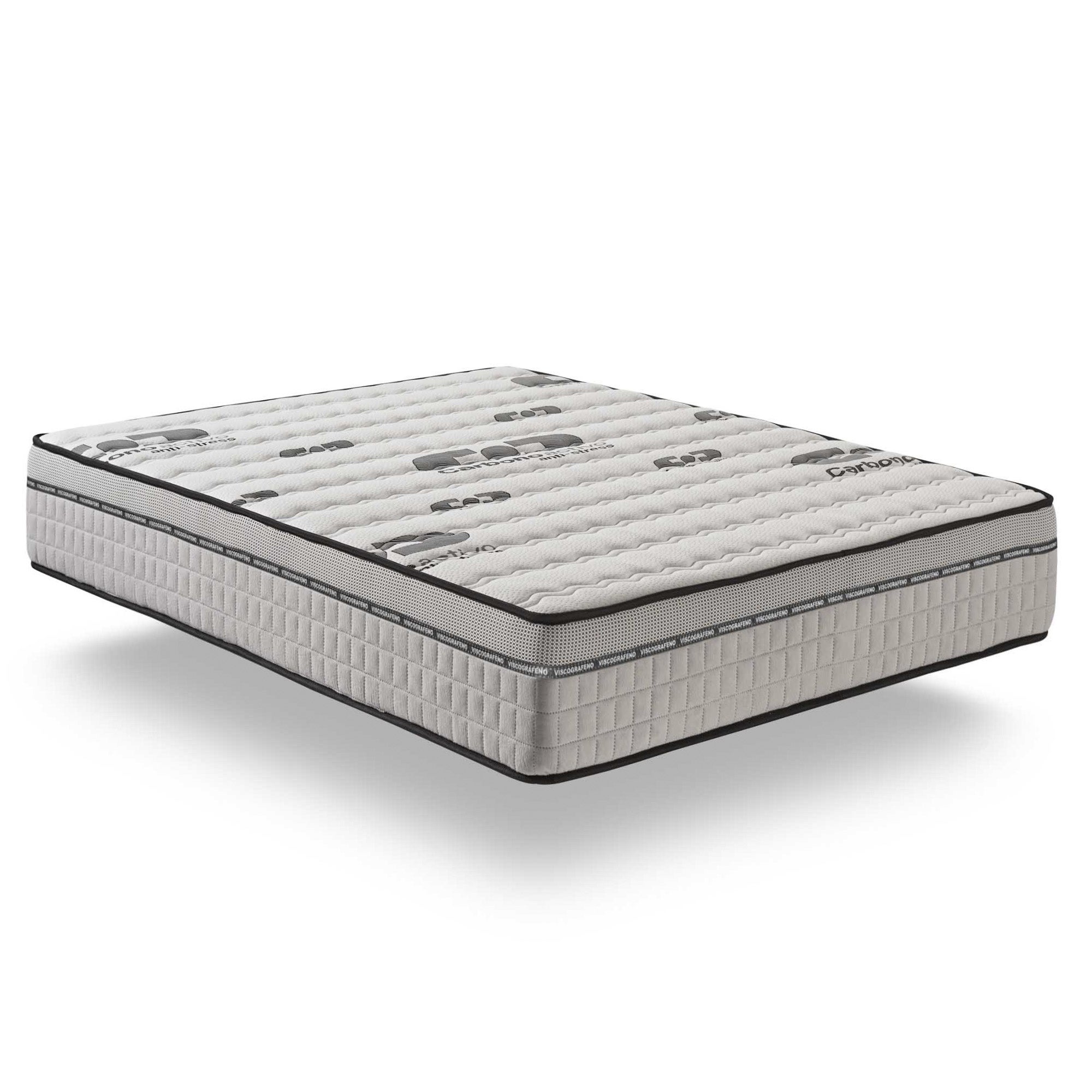 Matelas Visco-carbone 140x190 cm - Multicouches - Blue Latex - Confort Premium - Mousse à Mémoire de forme - Très épais 25 cm - 7 Zones - Reversible - 6