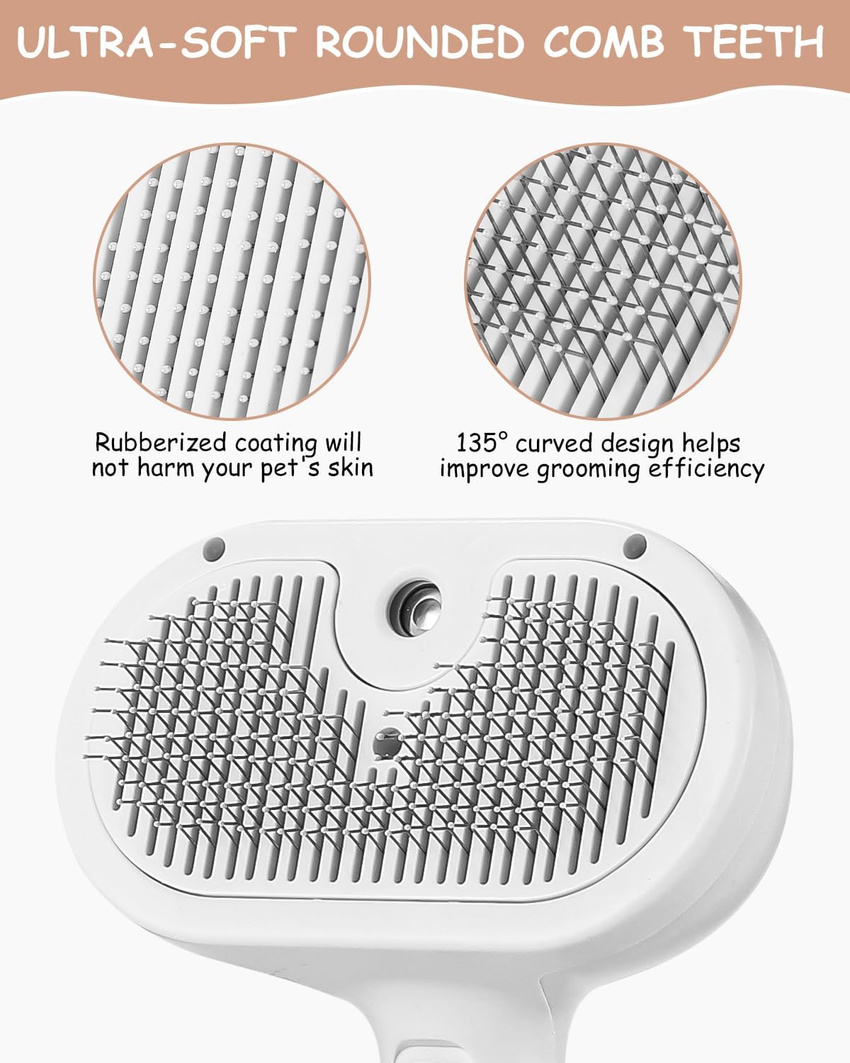 Cepillo de vapor para gatos, peine masajeador con pulverizador 3 en 1 para gatos y perros, cepillo autolimpiable para gatos, cepillo de vapor para per - 3