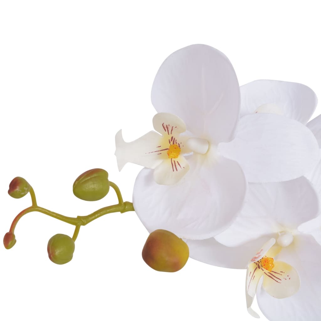 The Living Store - Plante artificielle avec pot Orchidée 65 cm Blanc - 4