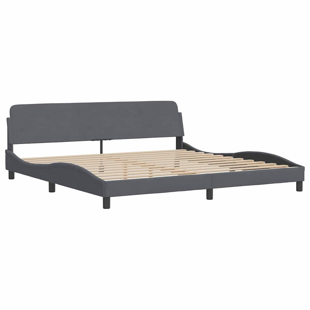 Cadre de lit sans matelas gris foncé 200 x 200 cm en velours - 4