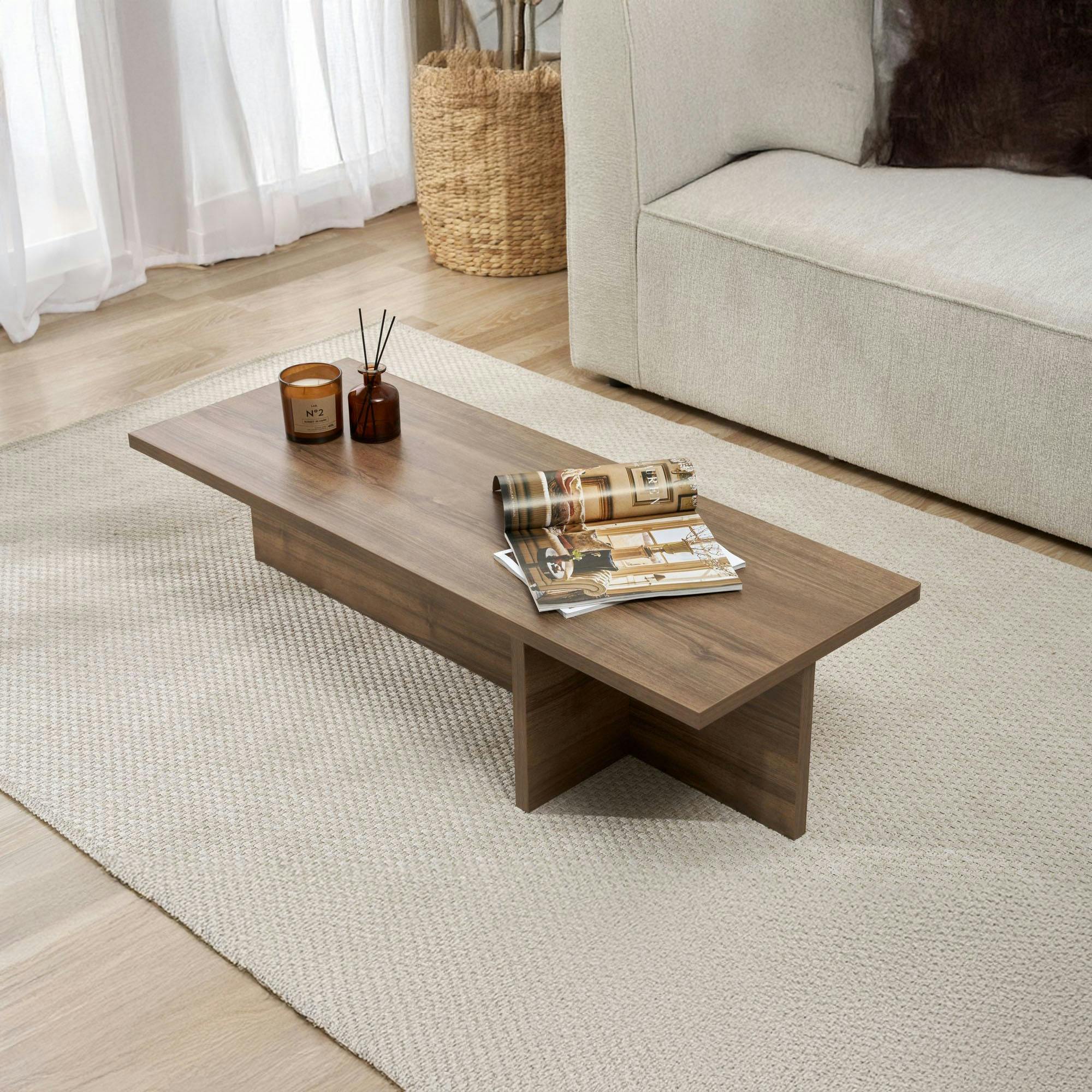 Table basse moderne minimaliste - effet bois de noyer MARFA - 3