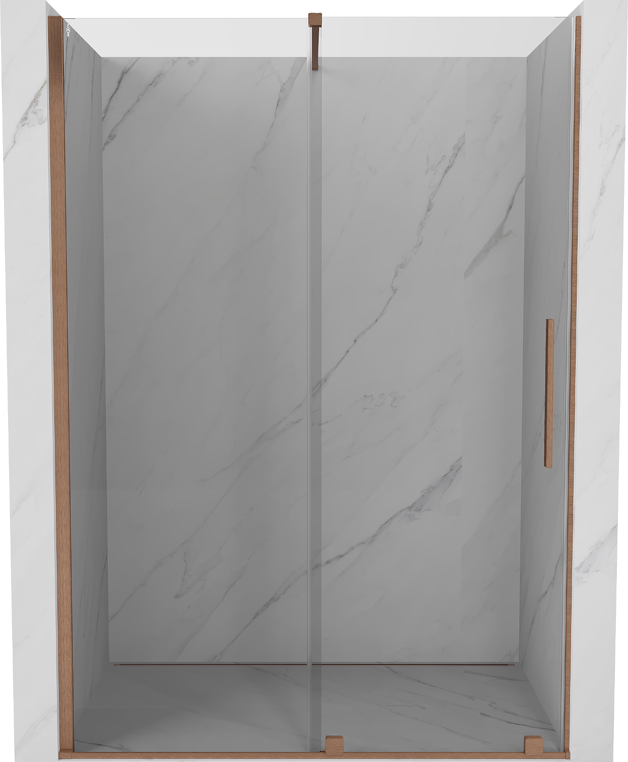 Mexen Velar drzwi prysznicowe rozsuwane 160 cm, transparent, miedź szczotkowana - 871-160-000-01-65