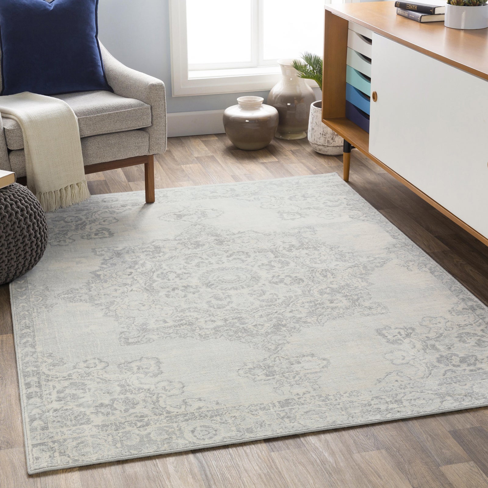 LIVABLISS Tapete Vintage Oriental Cinza/Marfim 160x220 cm Lola - 5