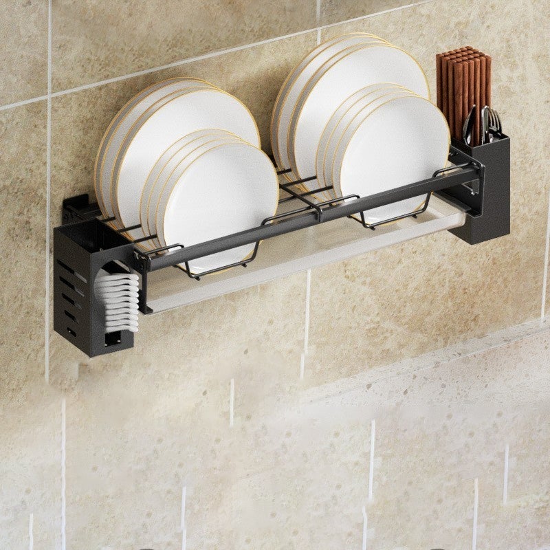 Półka kuchenna na miski i talerze, ociekacz do naczyń, bez wiercenia, montowana na ścianie, mieści 10 misek - 44×15×6 cm