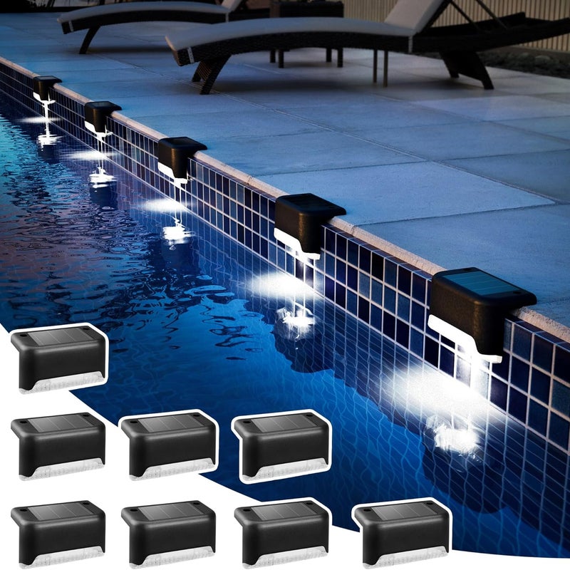 Lampa solarna, wodoodporna lampa solarna na schody, lampa ogrodowa, wodoodporna (zimne białe światło), zestaw 8 sztuk