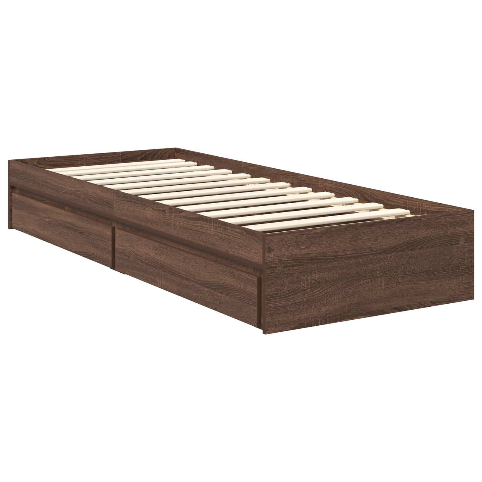 Lit coffre chêne brun 75 x 190 cm panneau de bois - 6