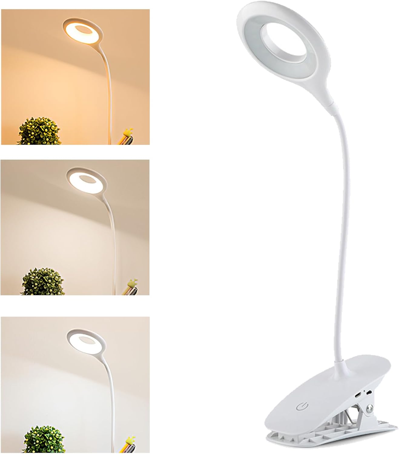 Lampka do czytania LED z klipsem – 20 diod LED ze sterowaniem dotykowym, 3 poziomy jasności, możliwość ładowania