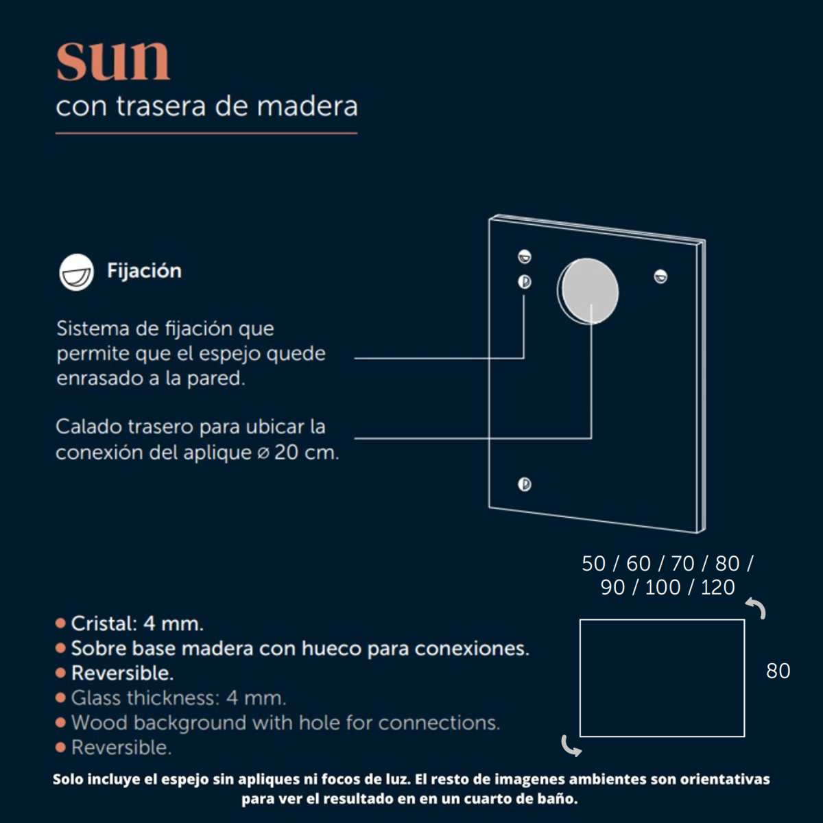 Mobili da bagno con specchio e lavandino in ceramica | 70cm | Chiusura e organizzatore imbottiti per 3 cassetti | Quercia naturale | Manico cromato - 4
