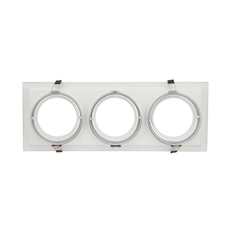 Support AR111 carré triple encastrable orientable blanc - 2