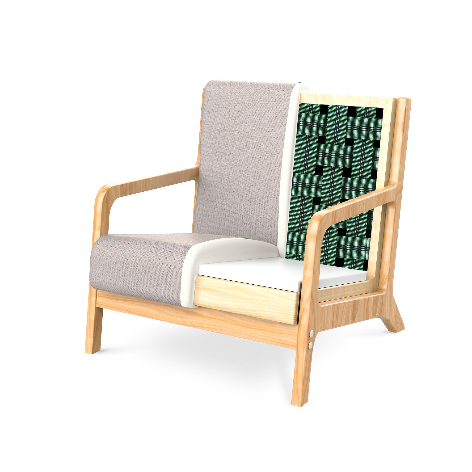 Fauteuil scandinave vintage MARIE lin beige et bois - 6