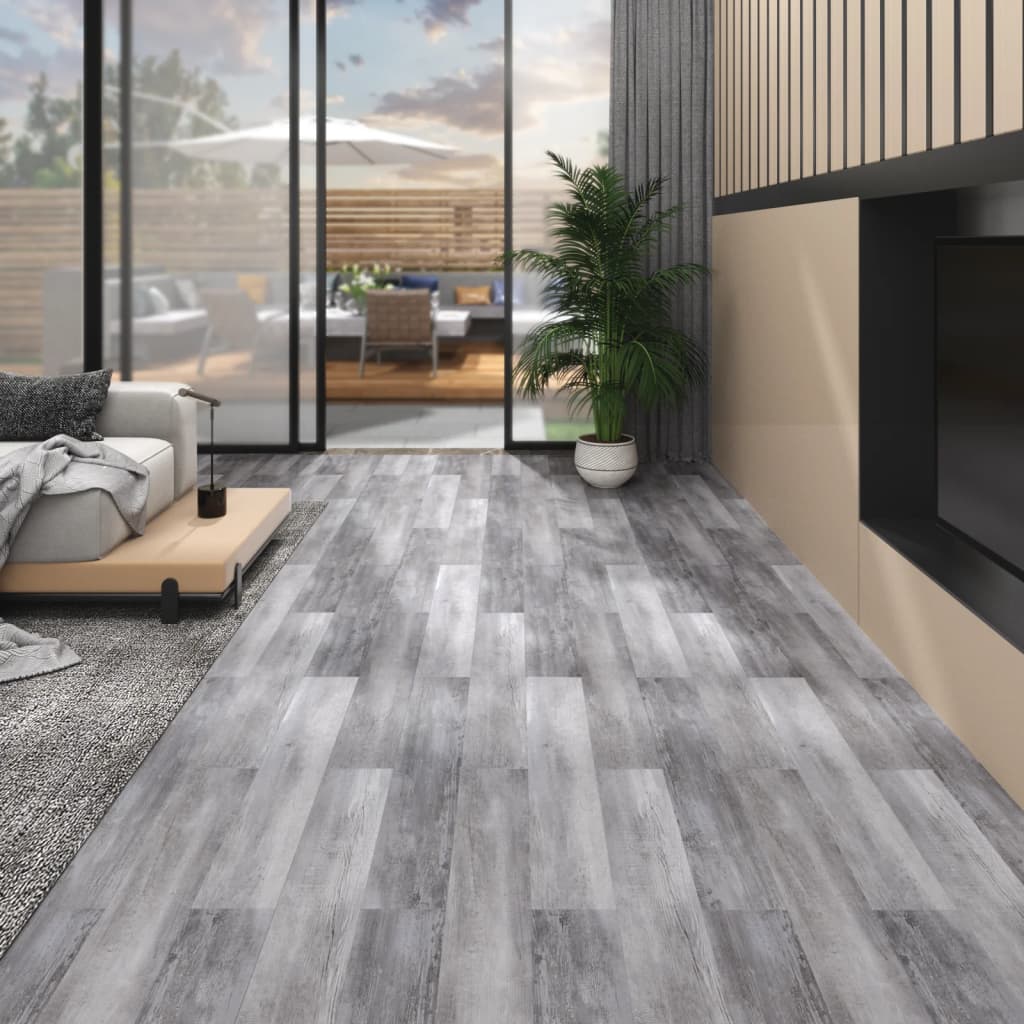 Vidaxl lamas para suelo pvc autoadhesivas gris madera mate 5,02m² 2mm