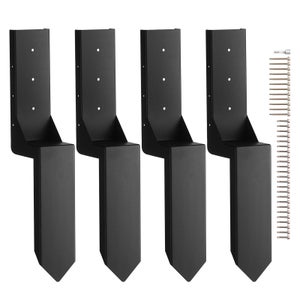 VEVOR Kit de réparation de poteau de clôture, 4 pcs, support de poteau en acier robuste, intérieur 89 x 89 mm, piquet d'ancrage au sol