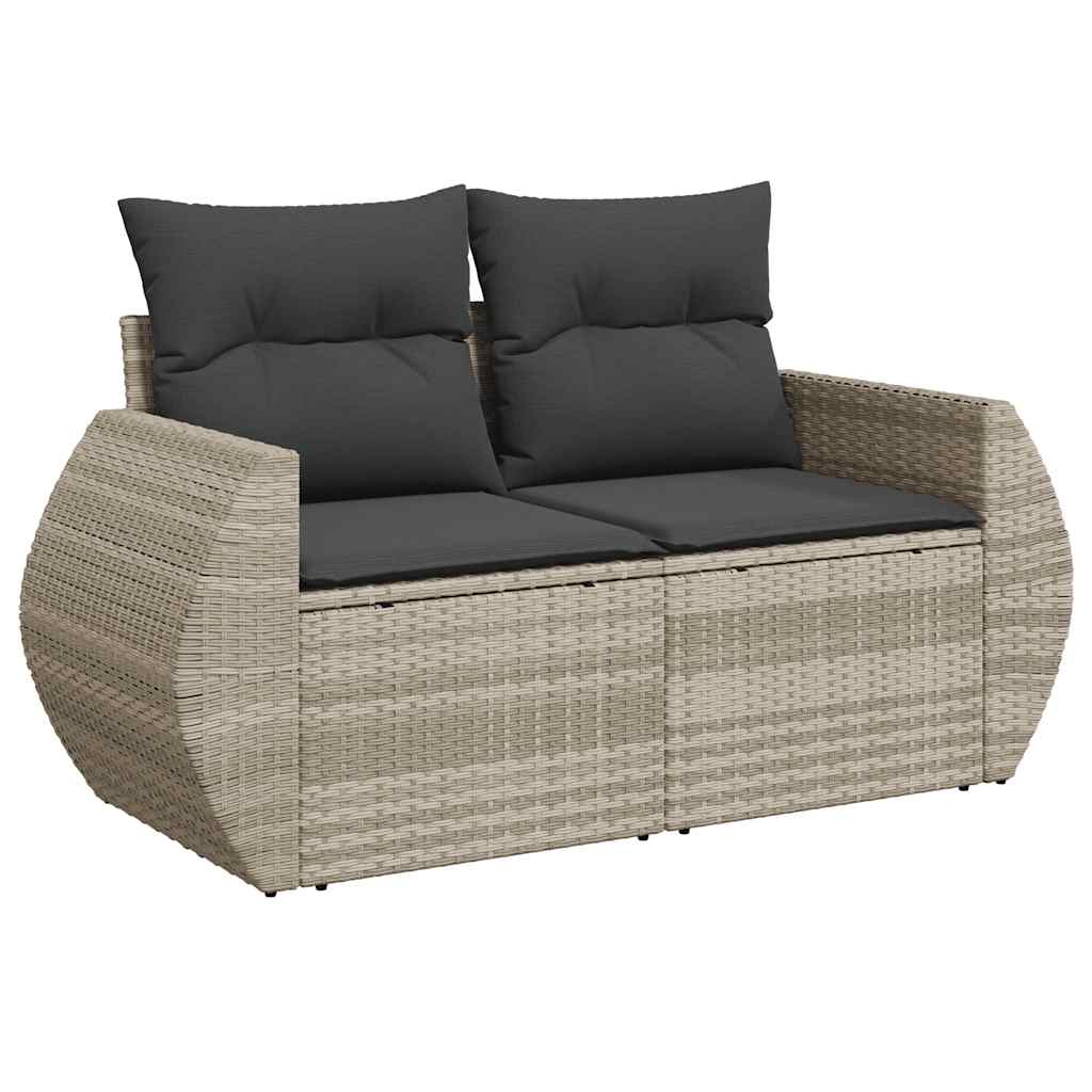 Set Divano da Giardino 9pz con Cuscini Grigio Chiaro Polyrattan vidaXL - 5